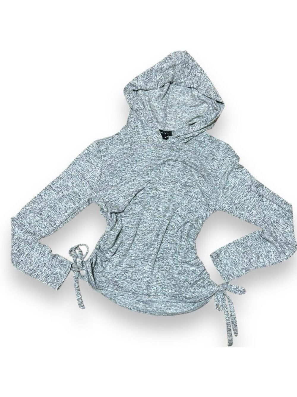 NWT Gibson Look Gray Cropped Ruched Hoodie Top - Size XS